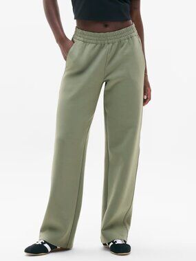 New Athleta L Form Knit Striaght Mid Rise Pant Cacti Green Large Regular